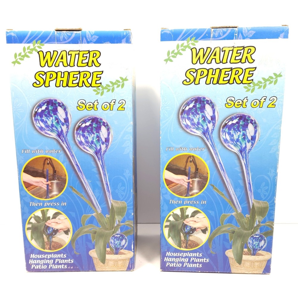 Water Sphere Stained Glass Watering Globes Retro As Seen On TV Blue, 2 - 2 Packs